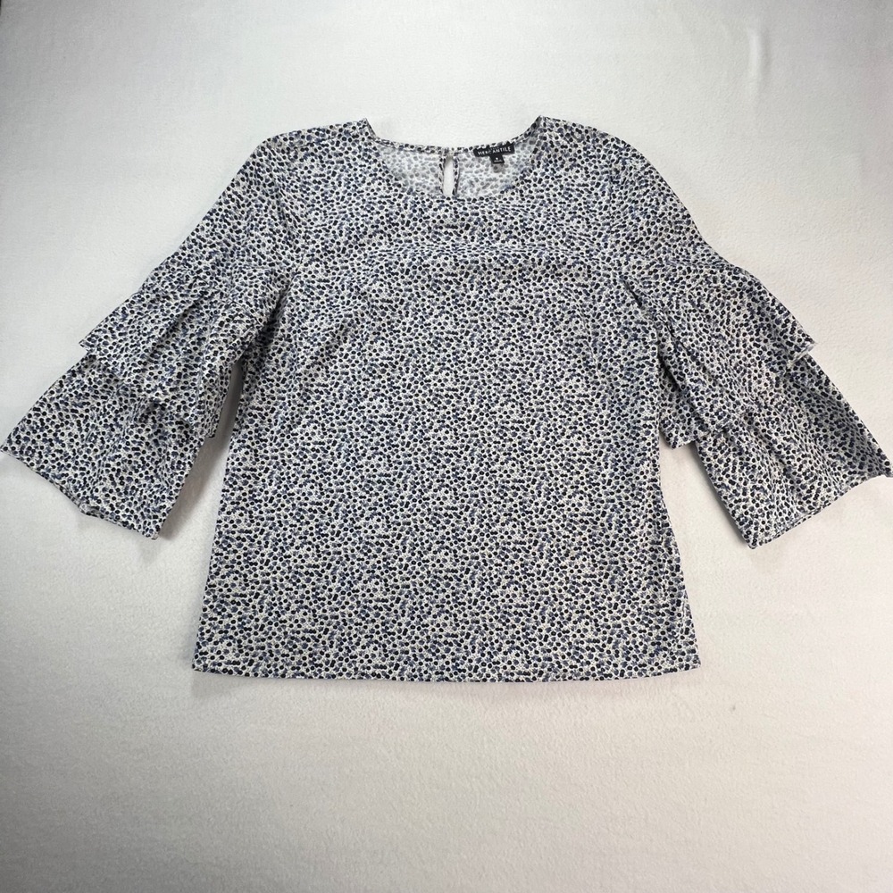 J.Crew Mercantile Blue Floral Tiered Bell Sleeve Blouse Top Size 8 Cottage Fairy